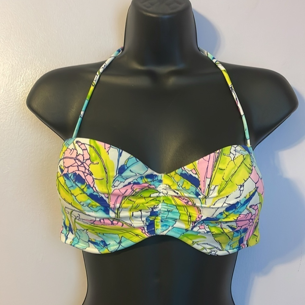 Victoria’s Secret Colorful Feather Halter Bikini Top size 34DD